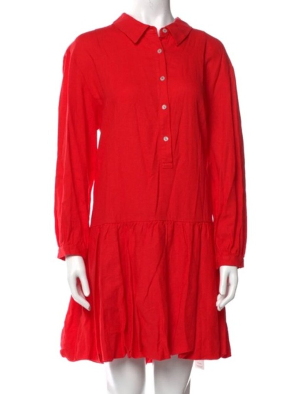 Cynthia Rowley Red Button-Front Shift Shirt Dress